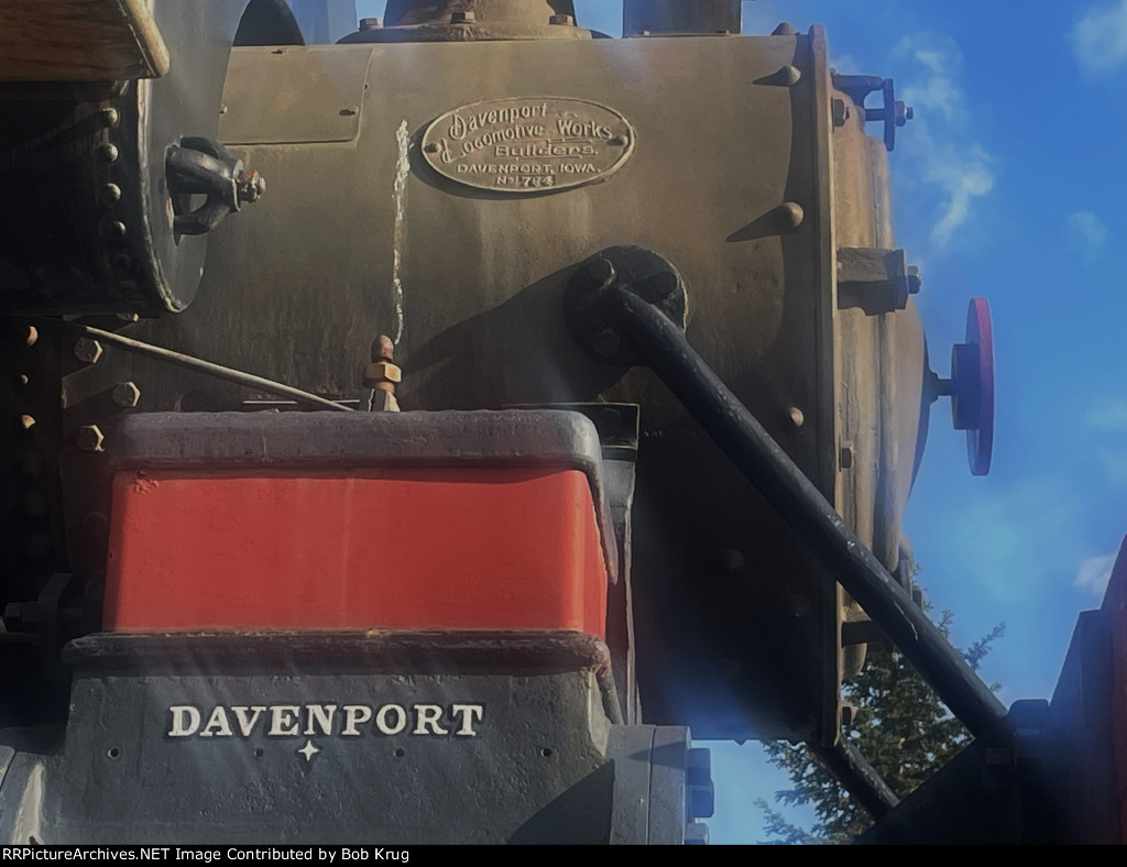 Davenport Locomotive Works builder's plate for ARR number 1